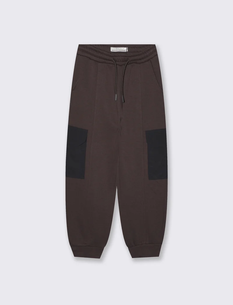 Pantaloni sportivi cargo in felpa morbida - Marrone scuro