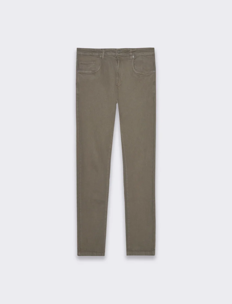 Pantaloni 5 tasche slim fit da uomo - Verde kaki