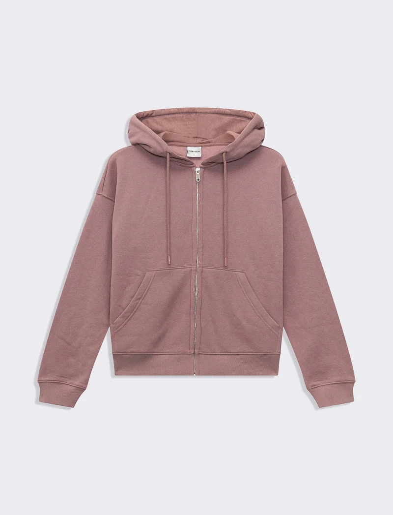 Felpa con cappuccio e zip da donna - Rosa antico