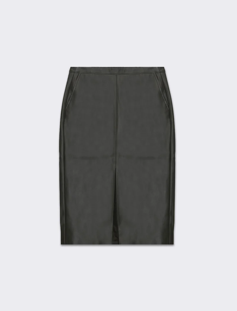 Longuette similpelle da donna - Verde militare