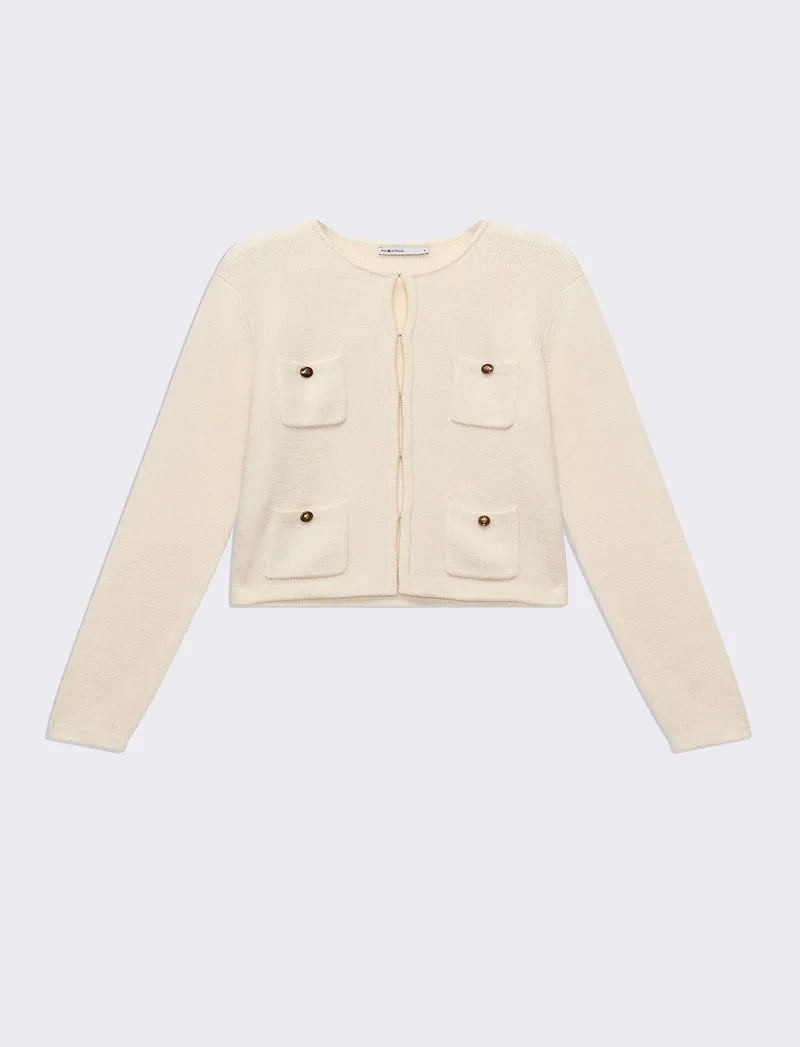 Cardigan con tasche da donna - Avorio