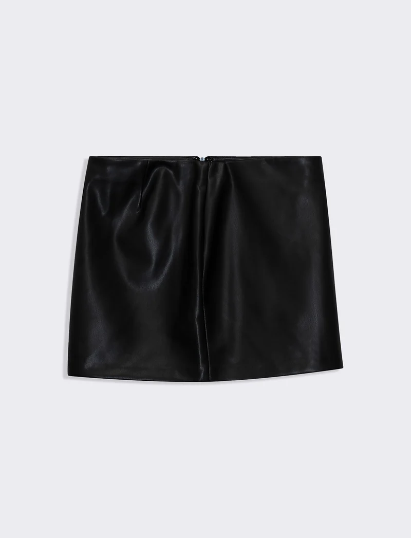 Minigonna in simil pelle da donna - Nero