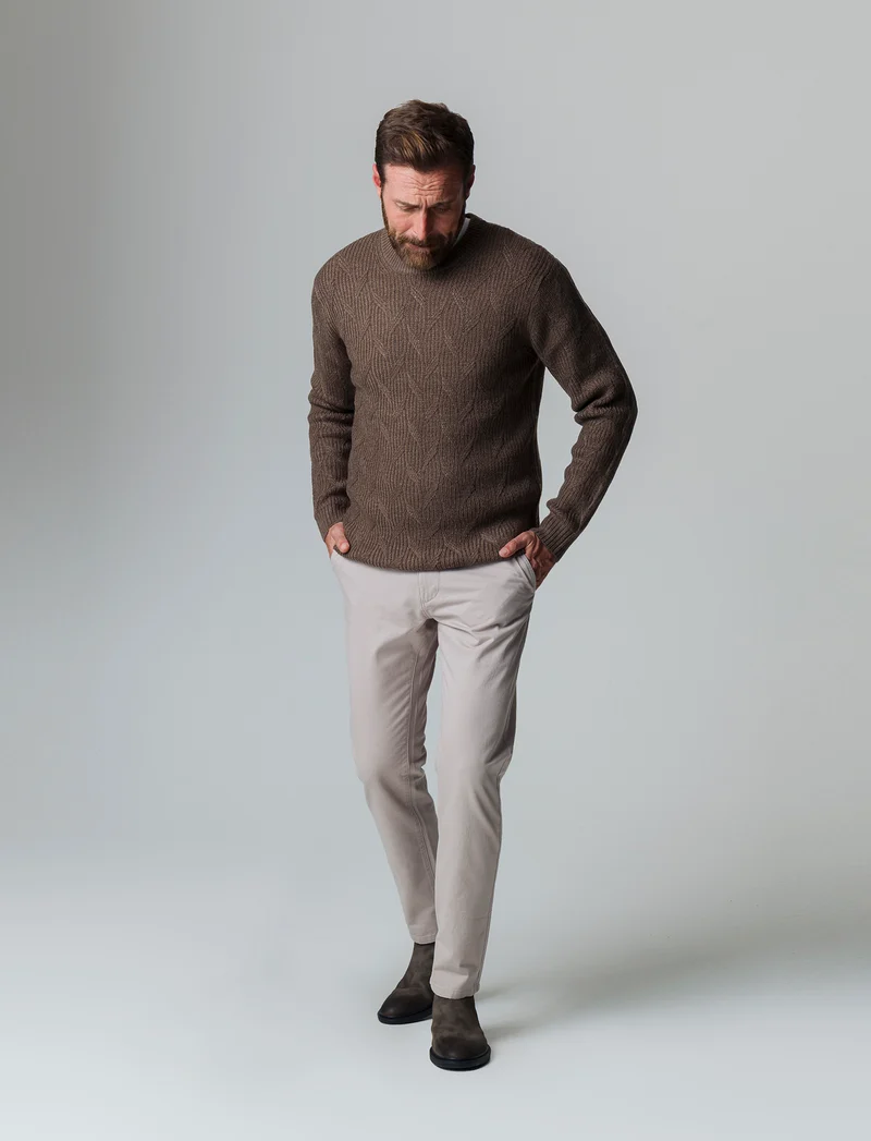 Pantaloni basic chino regular fit da uomo - Beige