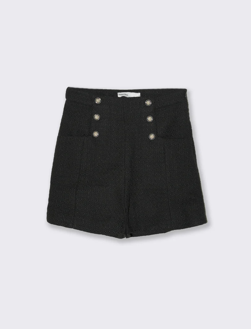 Pantaloncio con bottoni da donna - Nero