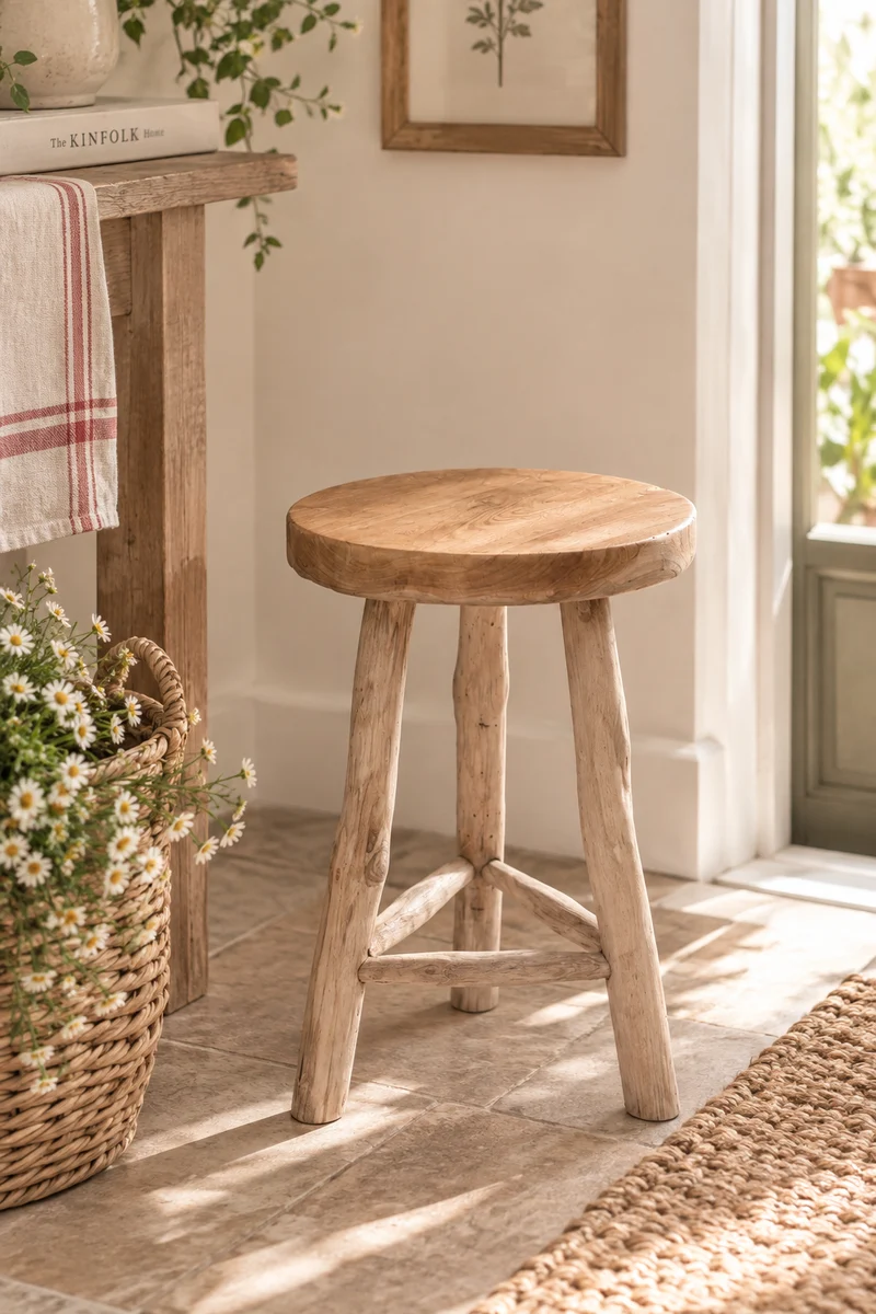 Sgabello in legno naturale 30 x H45 cm