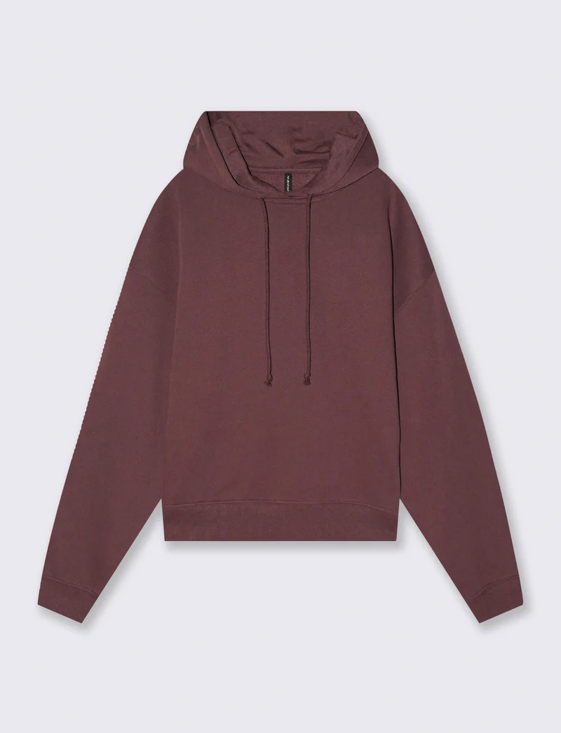 Felpa con cappuccio e manica larga - Rosso amarena