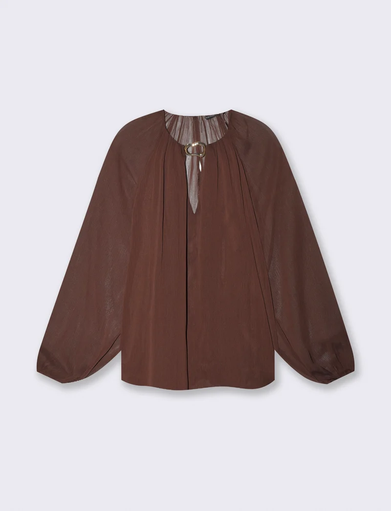 Blusa manica ampia e raglan elegante - Moro
