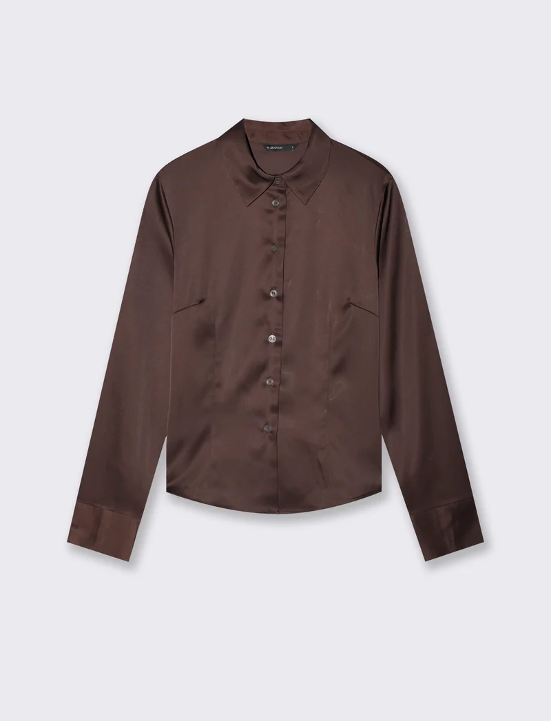 Camicia slim manica lunga elegante - Moro