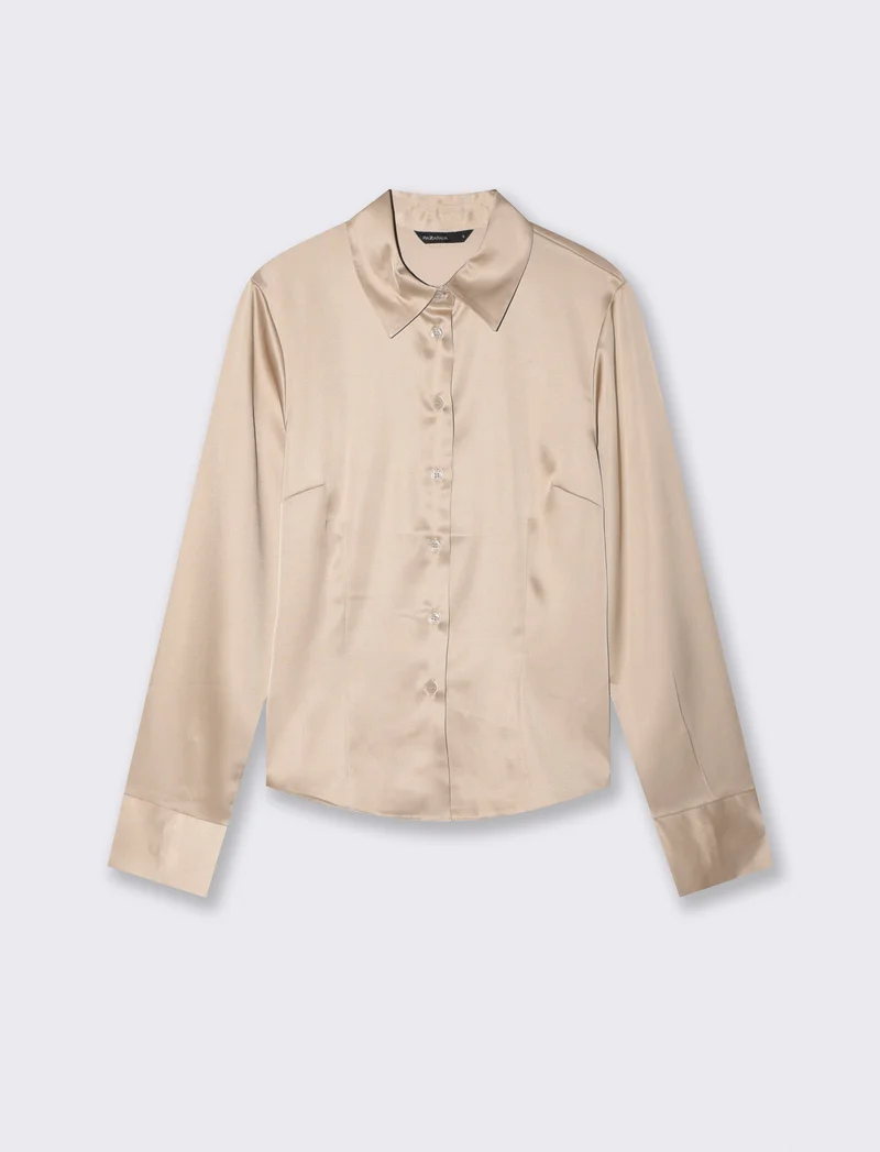 Camicia slim manica lunga elegante - Beige grano