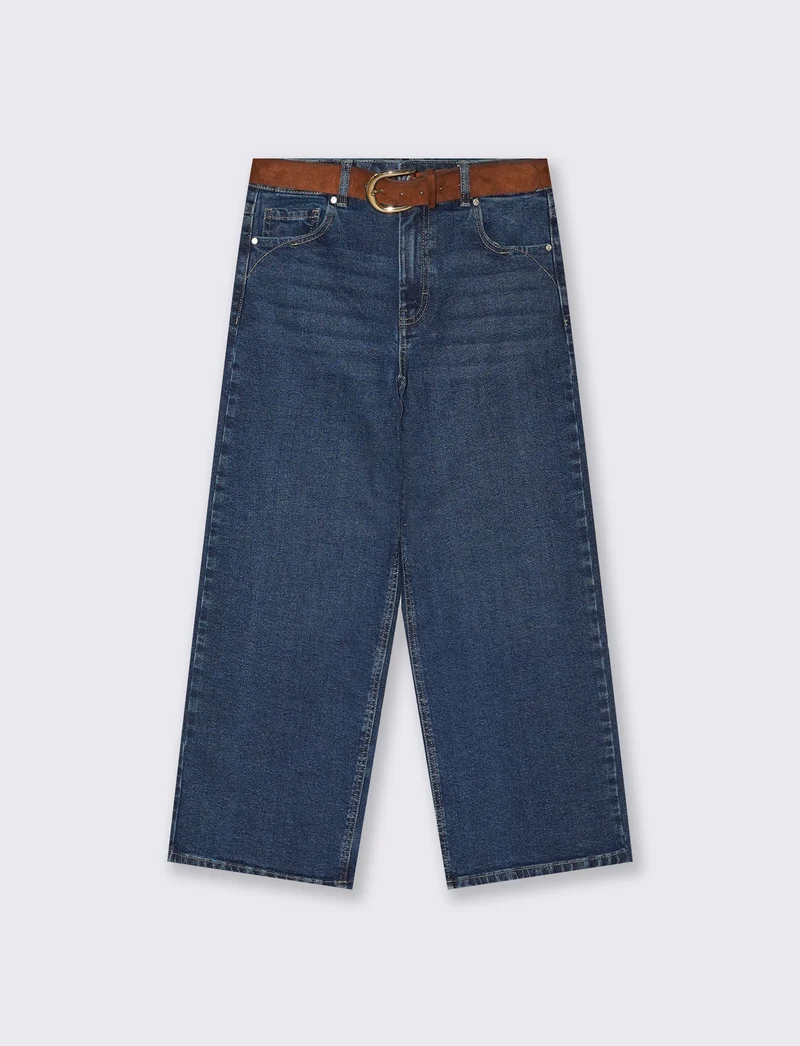Jeans coulotte wide leg eleganti e versatili - DENIM SCURO