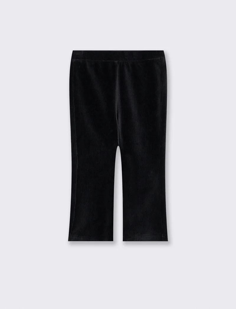 Leggings in velluto a zampa casual - Nero