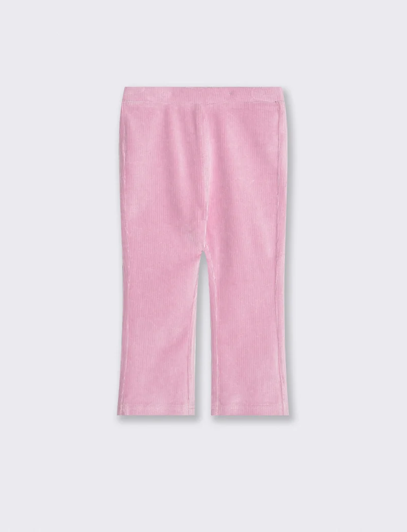 Leggings in velluto a zampa casual - Rosa polvere