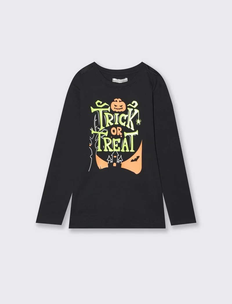 T-shirt Halloween con mantello removibile - Nero