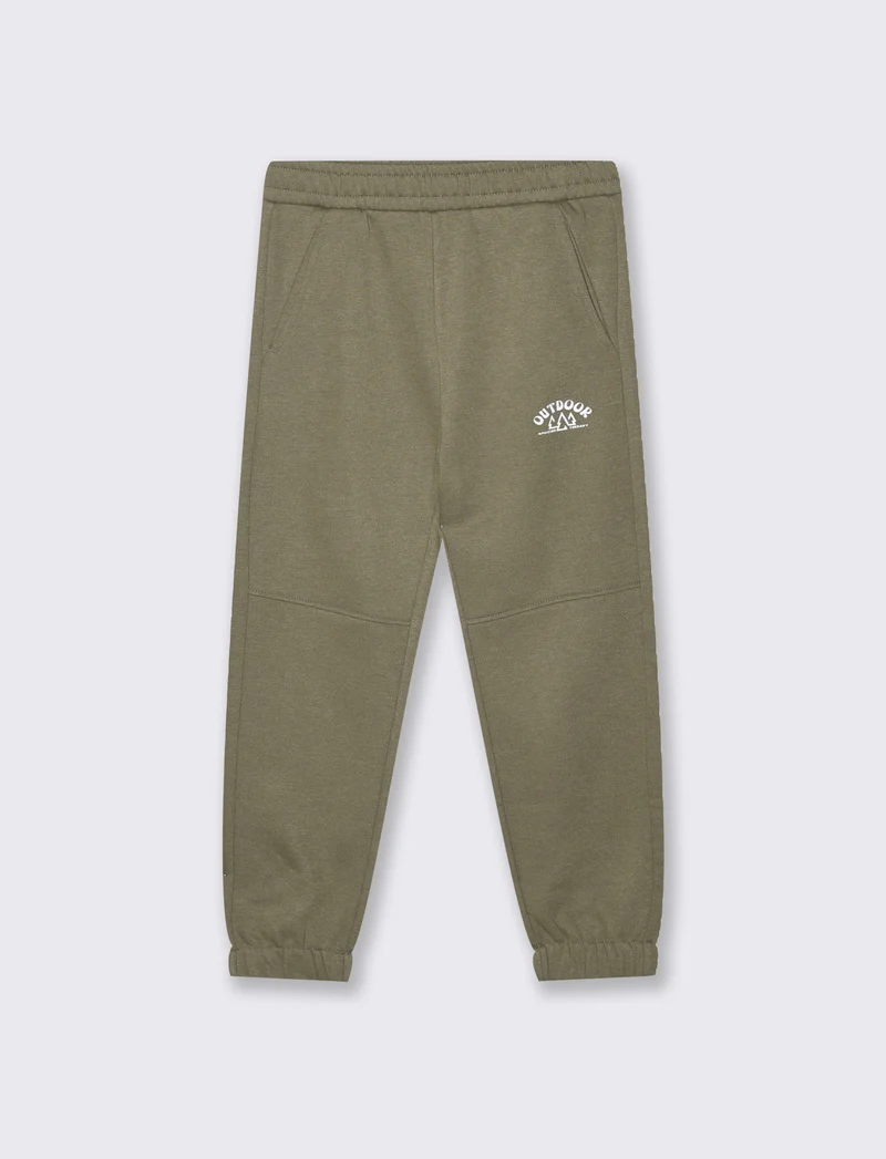 Jogger Garzato in Felpa Misto Cotone - Verde militare