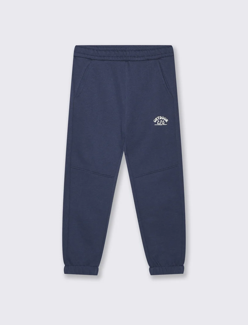 Jogger Garzato in Felpa Misto Cotone - Blu