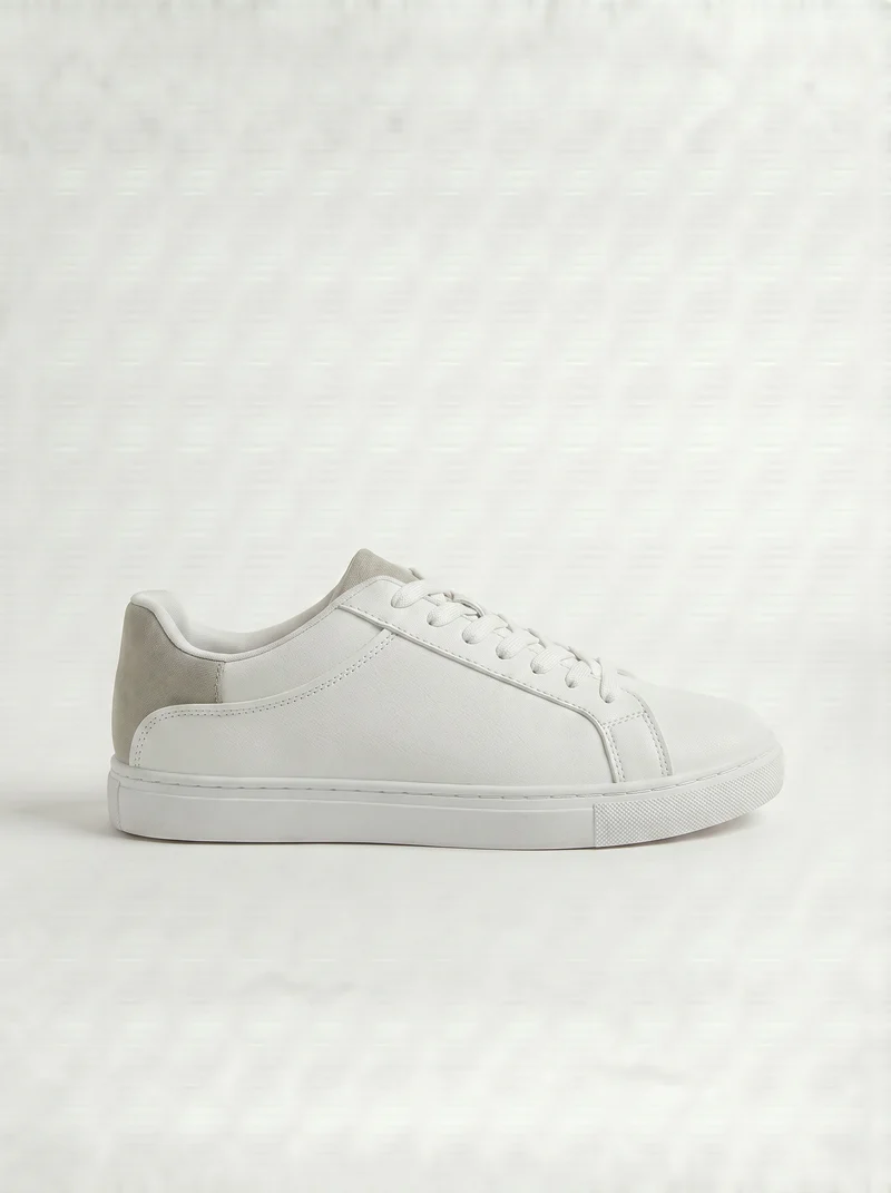 Sneakers minimal uomo bianche e grigie - Bianco