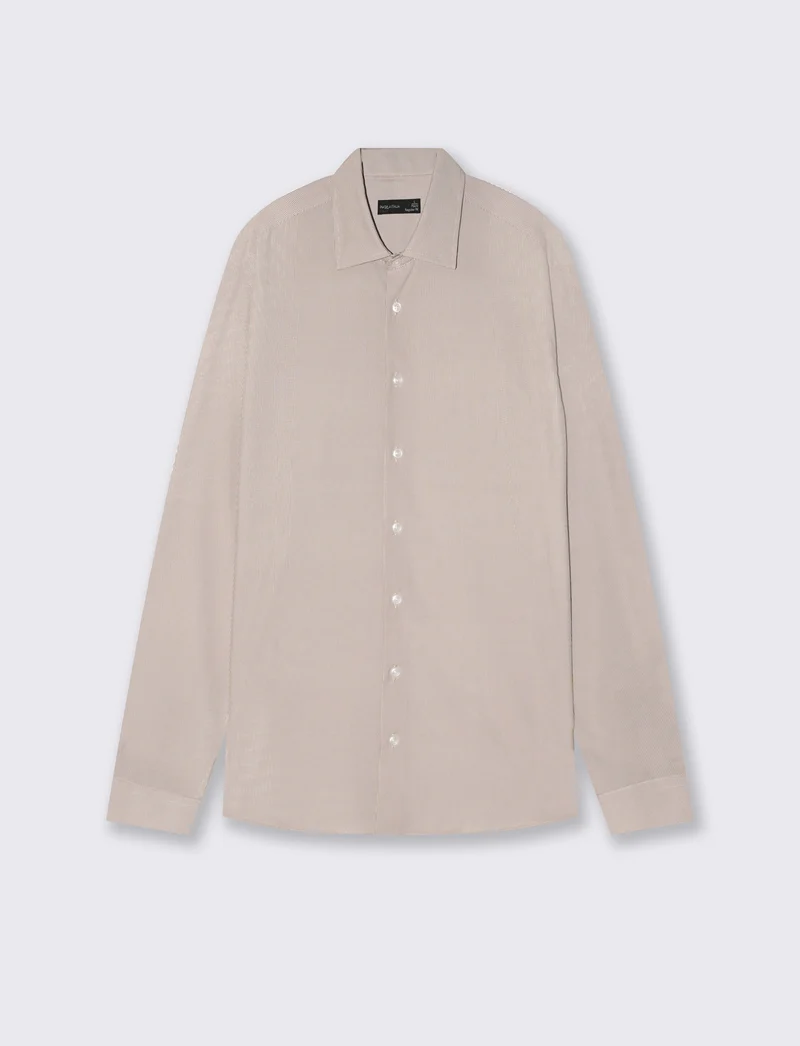 Camicia Formale Elasticizzata Regular Fit - Beige