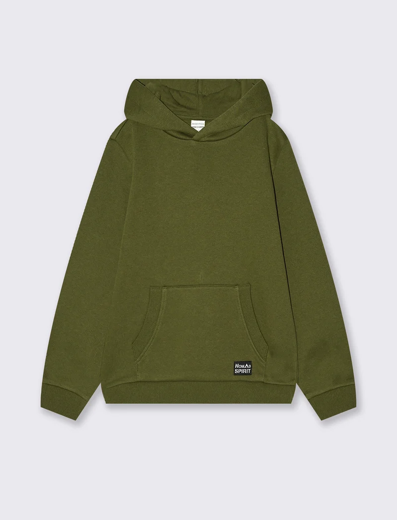 Felpa con cappuccio e marsupio trendy - Verde militare
