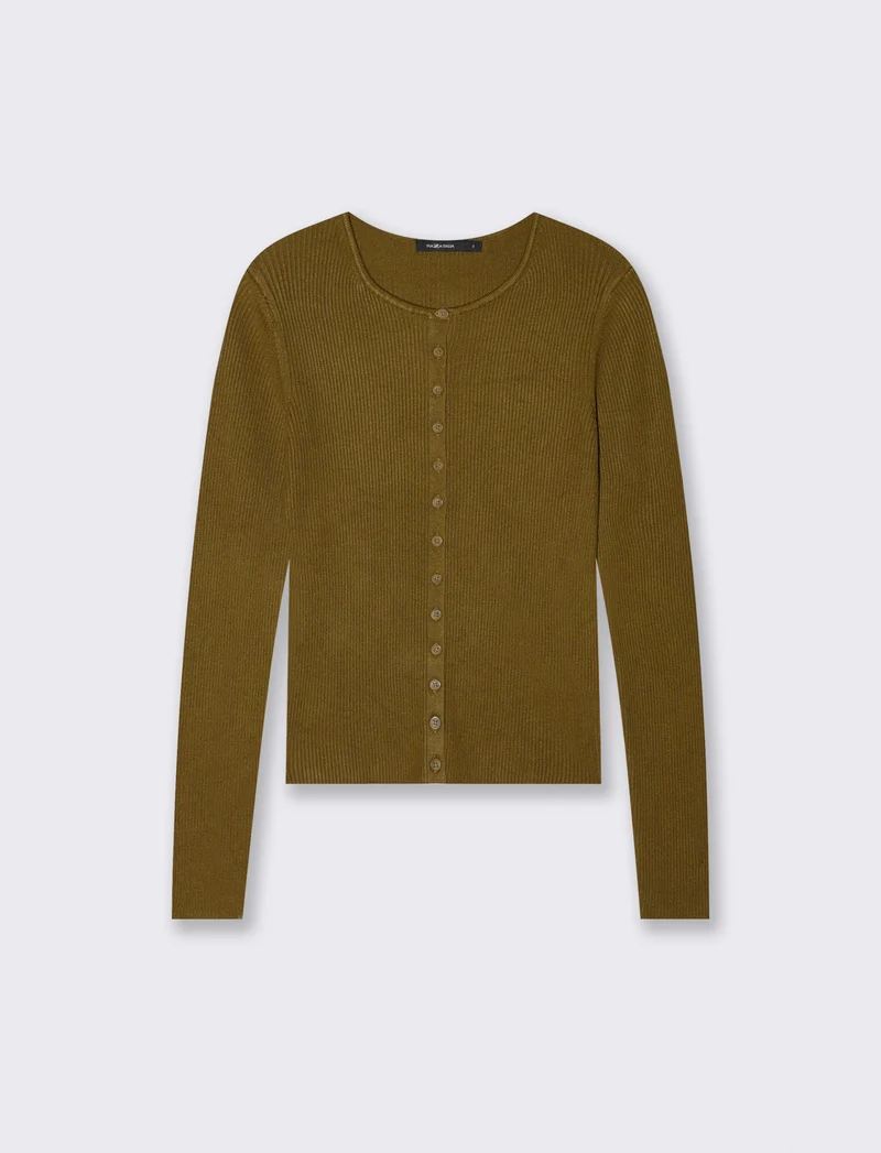 Cardigan paricollo con bottoni in tinta - Ve.milit.