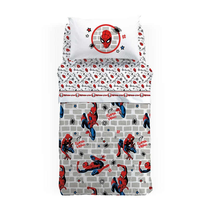 Copriletto Primaverile spiderman wall in Cotone 90 gr/mq
