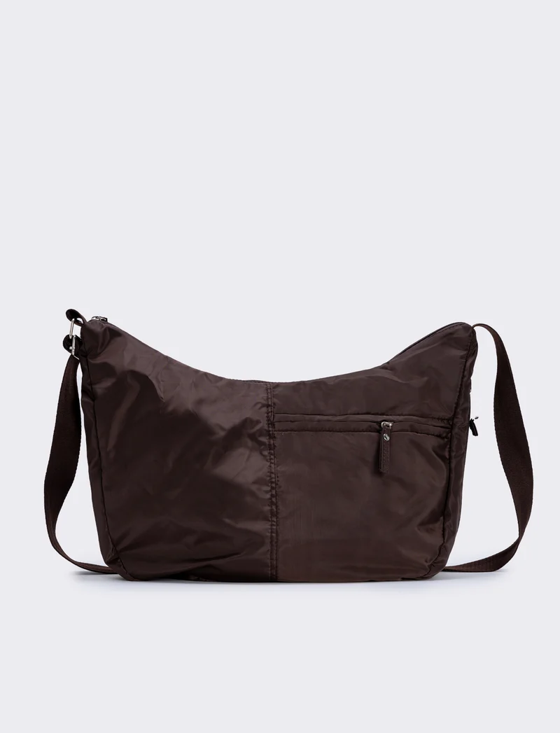 Borsa Mezzaluna Grande in Nylon - Moro