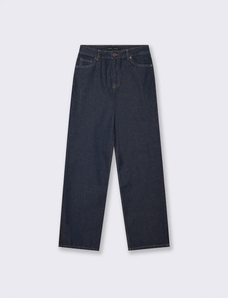 Jeans wide leg a vita alta - DENIM SCURO