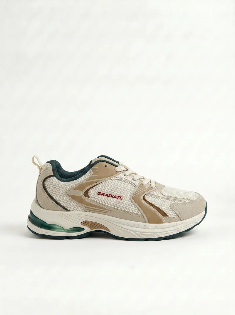 Sneakers in tessuto tecnico a contrasto - Beige