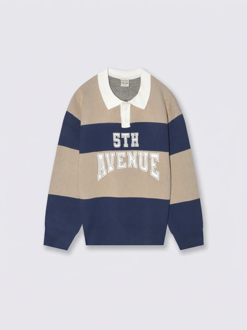 Maglioncino polo rigato oversize sportivo - Righe