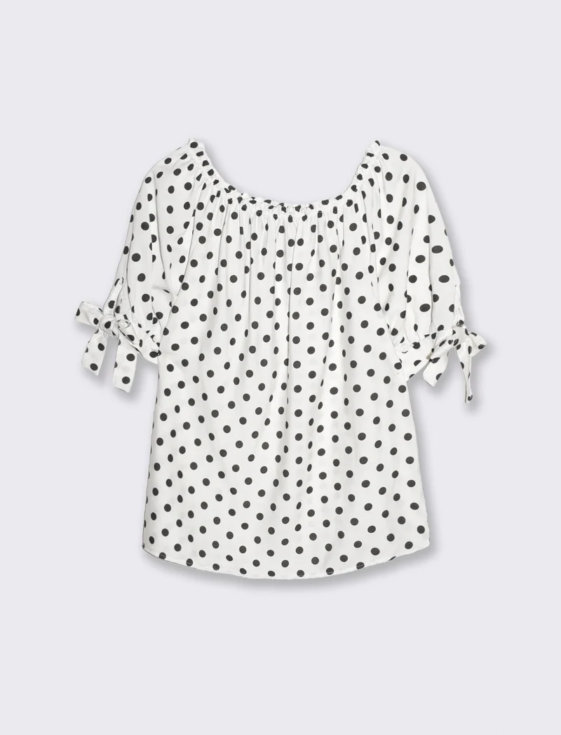 Casacca donna manica corta scollo a barca - Bianco-nero