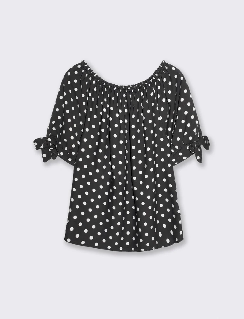Casacca donna manica corta scollo a barca - Nero-bianco