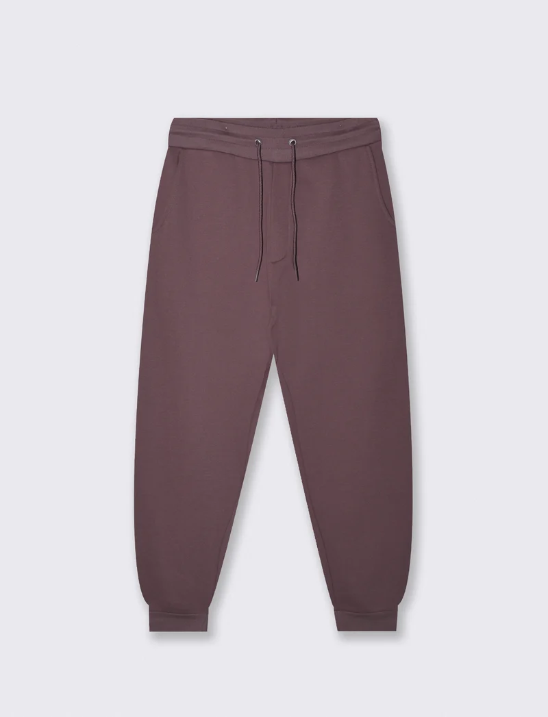 Pantaloni Jogger Basic in Felpa Garzata - Bordeaux