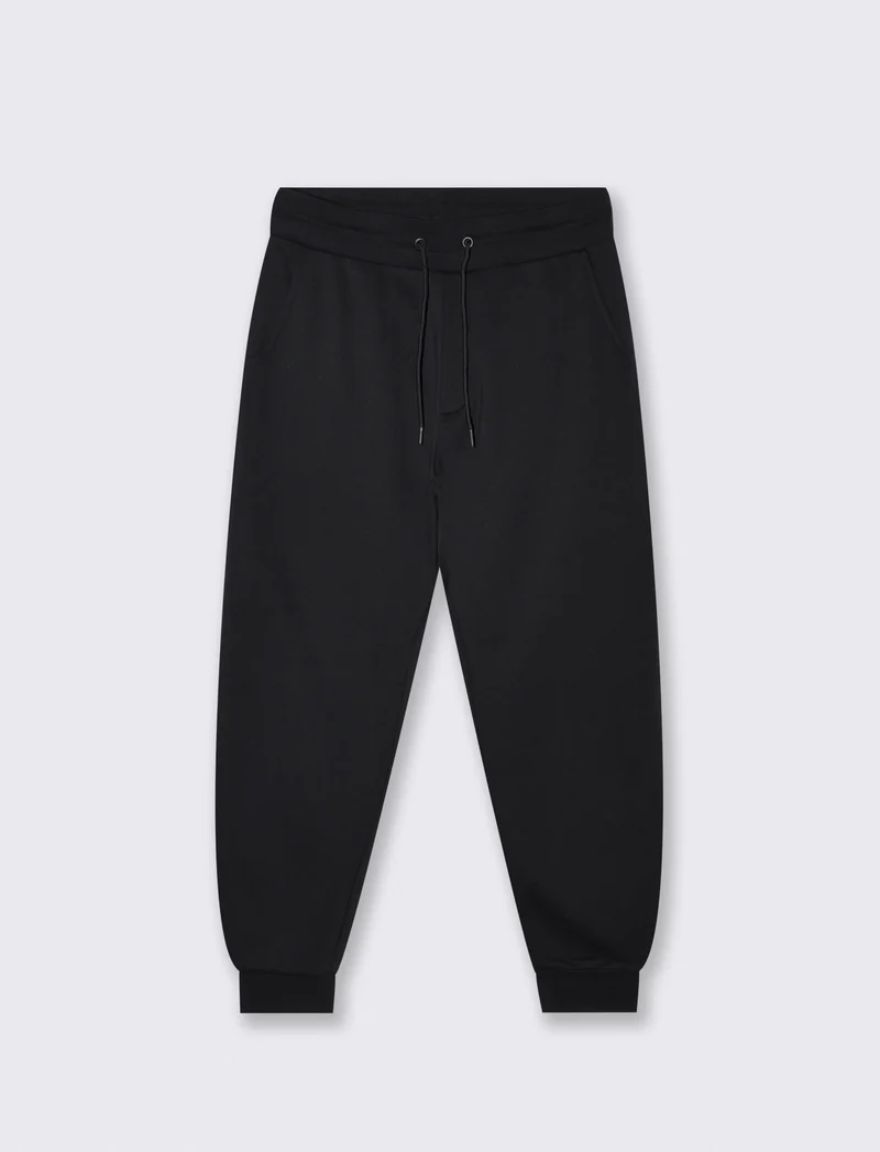 Pantaloni Jogger Basic in Felpa Garzata - Nero