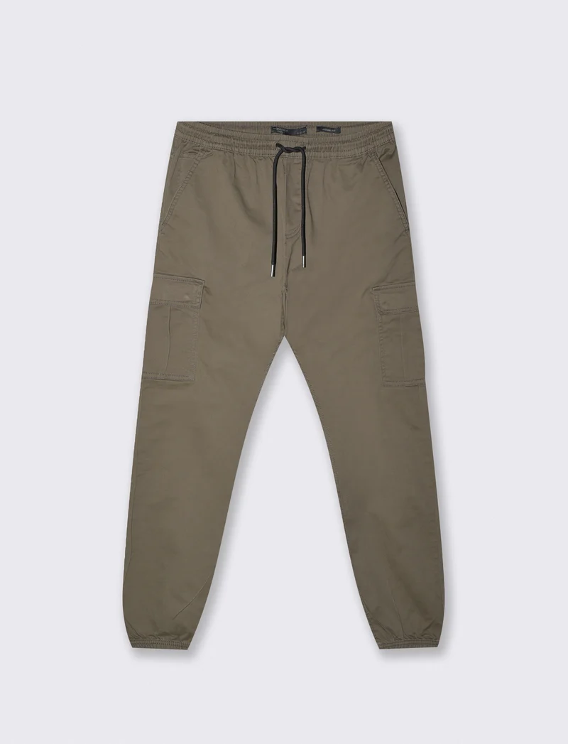 Pantaloni Cargo Fit in Cotone Elasticizzato - Verde kaki