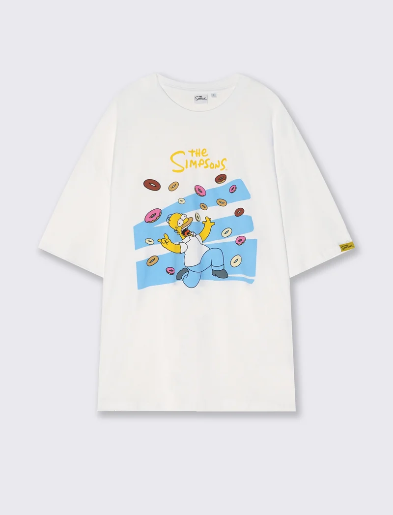 T-shirt Simpsons girocollo uomo boxy fit - Bianco