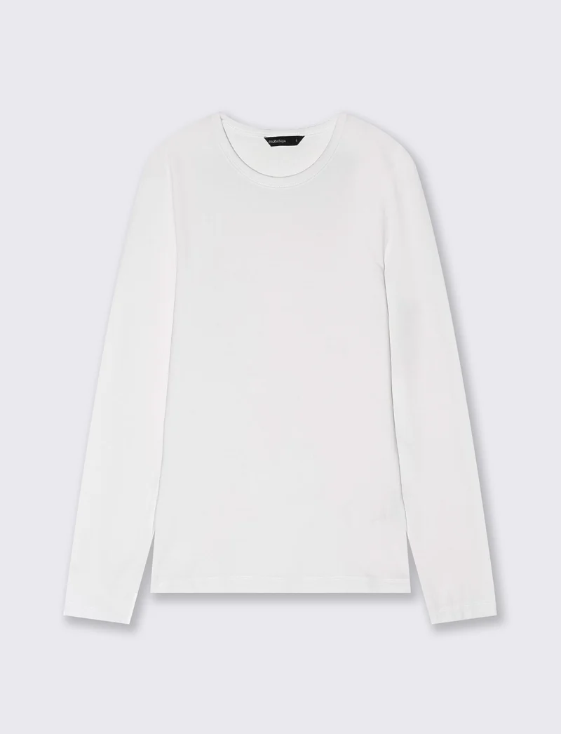 T-shirt basica manica lunga girocollo - Bianco
