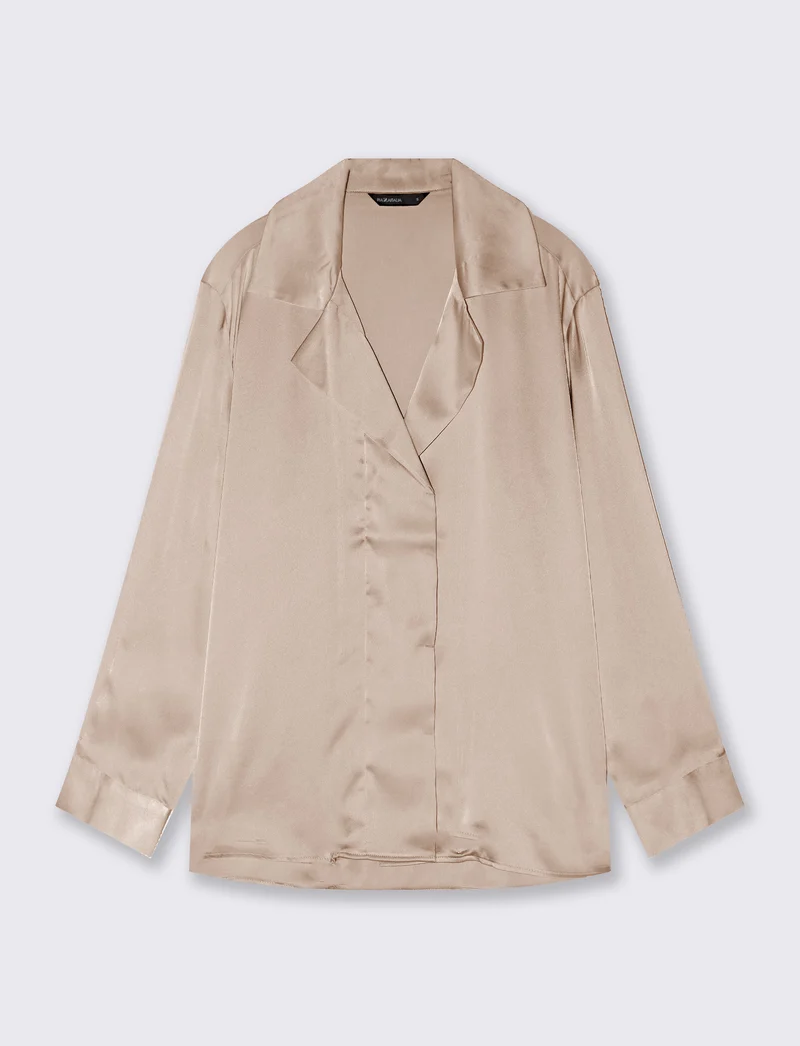 Camicia manica lunga con carrè retro - Beige grano