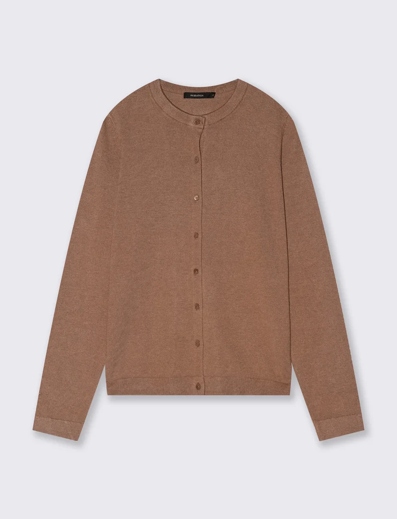 Cardigan basico girocollo vestibilità regolare - Cammello