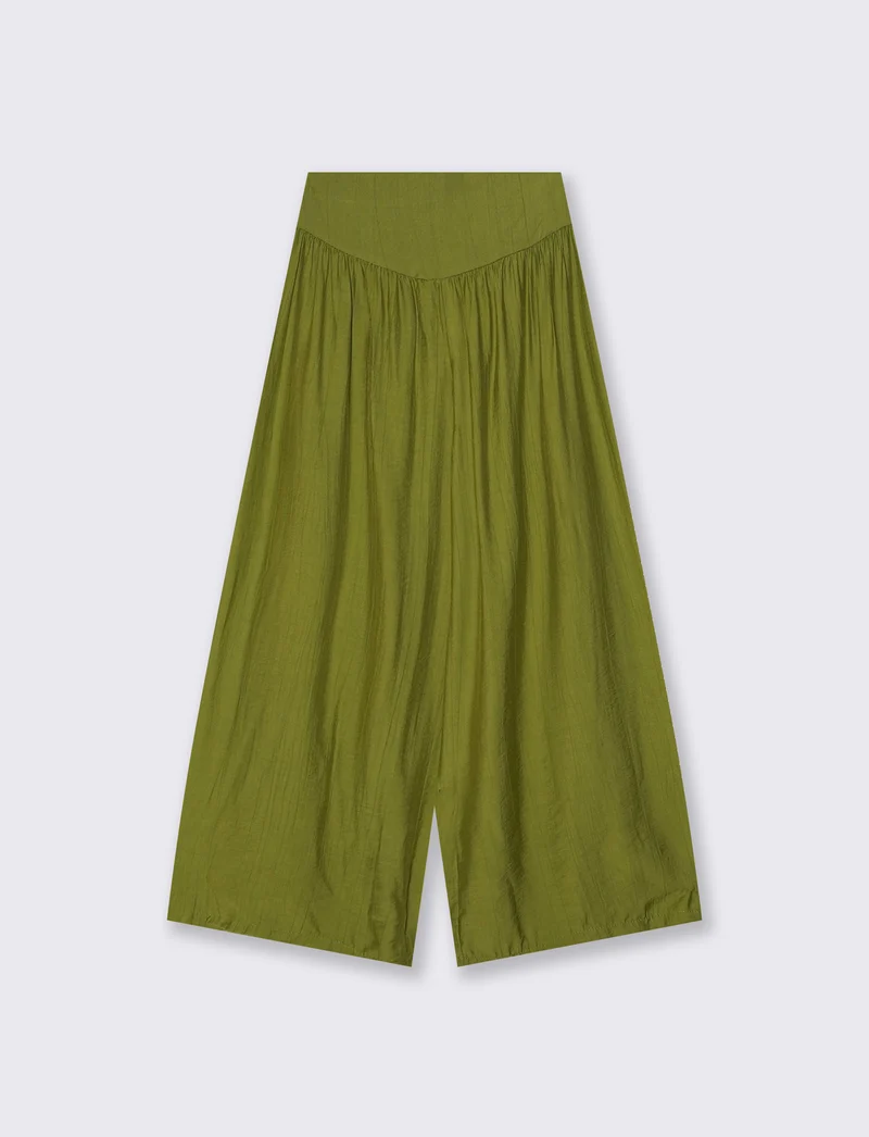 Pantalone largo in viscosa per donna - Verde