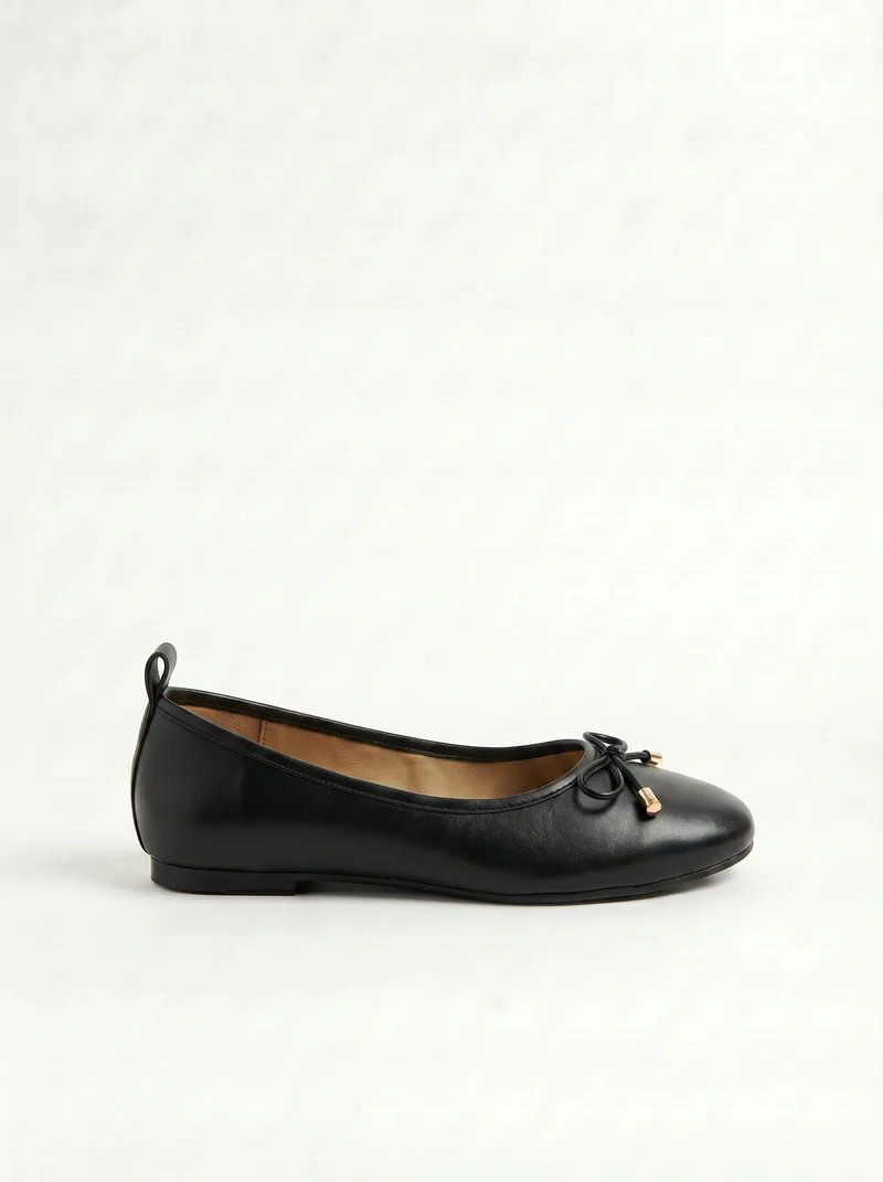 Ballerina da in poliuretano con fiocco - Nero