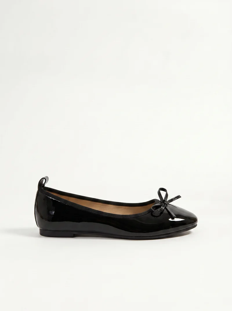 Ballerina in vernice nera con fiocco - Nero