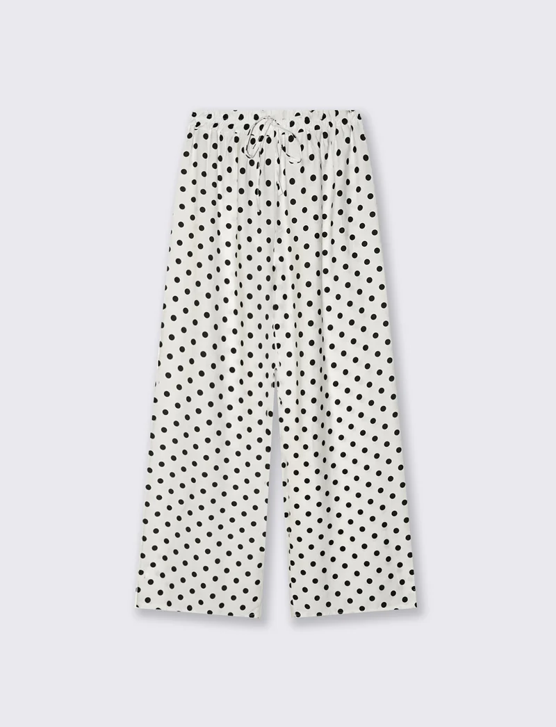 Pantaloni morbidi con coulisse per donna - Bianco-nero