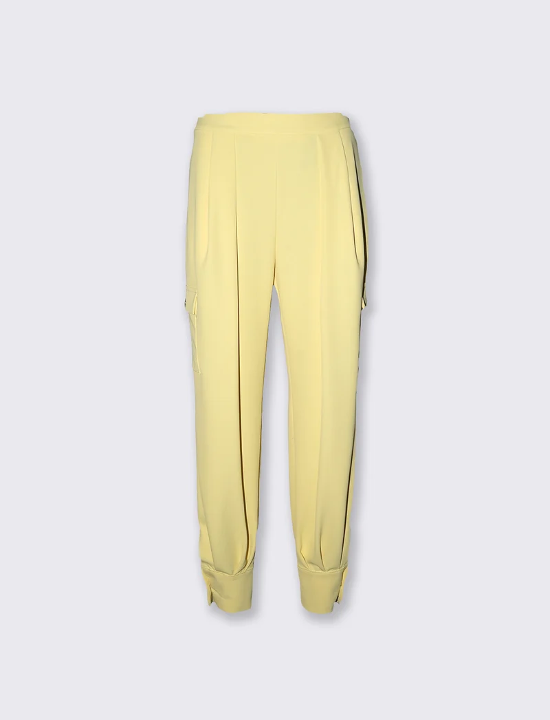Pantaloni cargo vita alta con tasconi donna - Giallo
