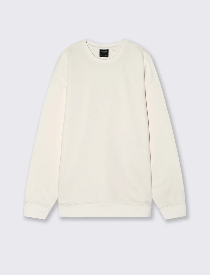 Felpa girocollo relaxed fit in cotone - Bianco