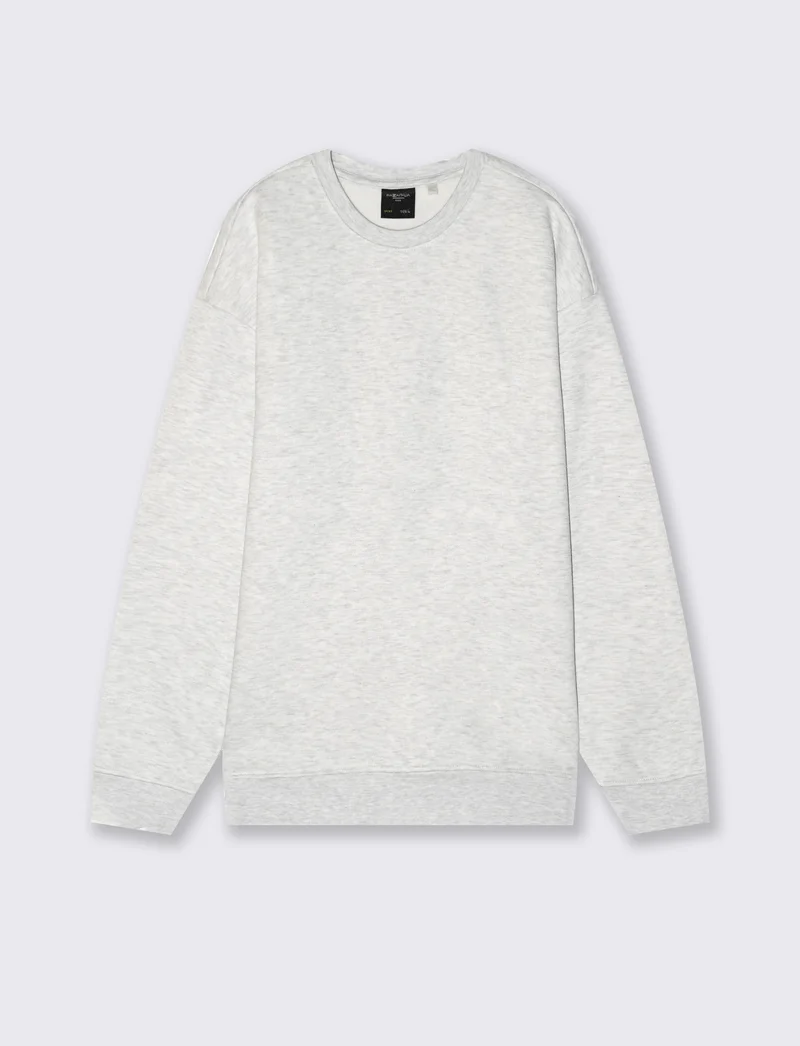 Felpa girocollo relaxed fit in cotone - Grigio mel.