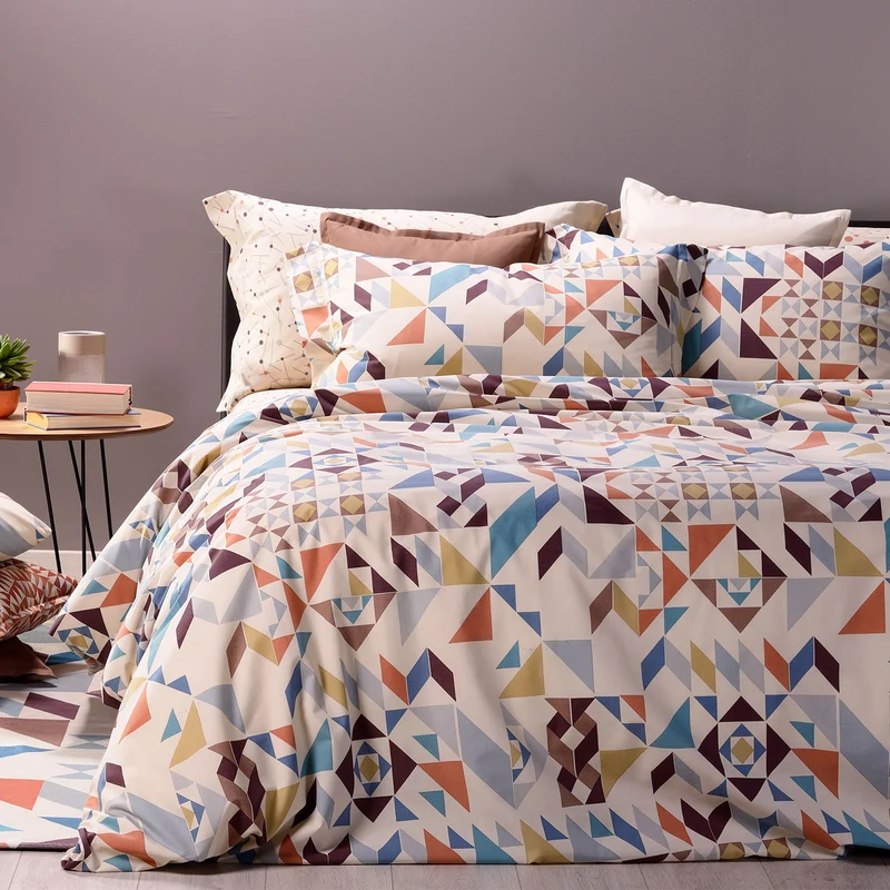 Copripiumino con federe geo Moderno in Cotone