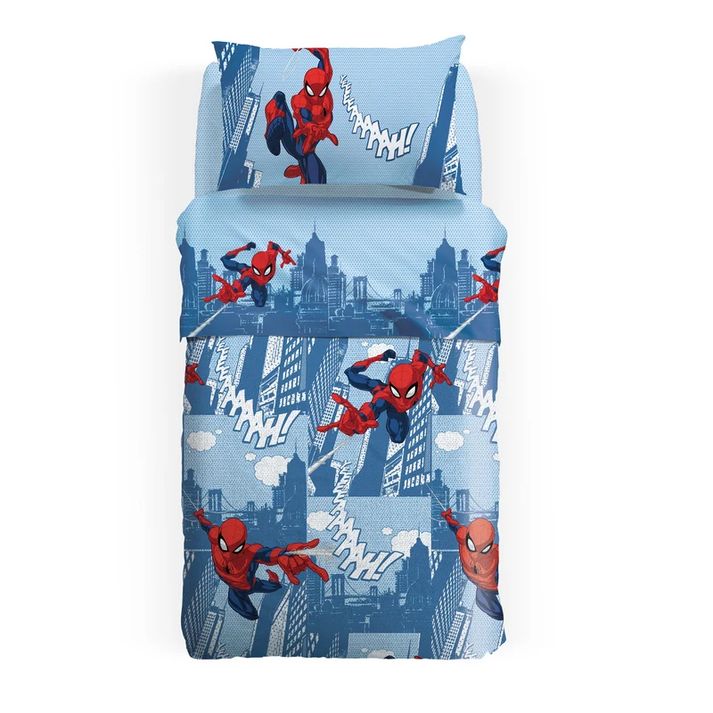 Copriletto non Trapuntato in Cotone Panama Spider-man Citta Marvel Ragazzo