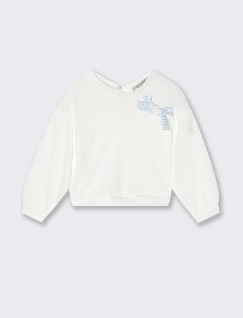 Maglia neonata con fiocco decorativo - Bianco