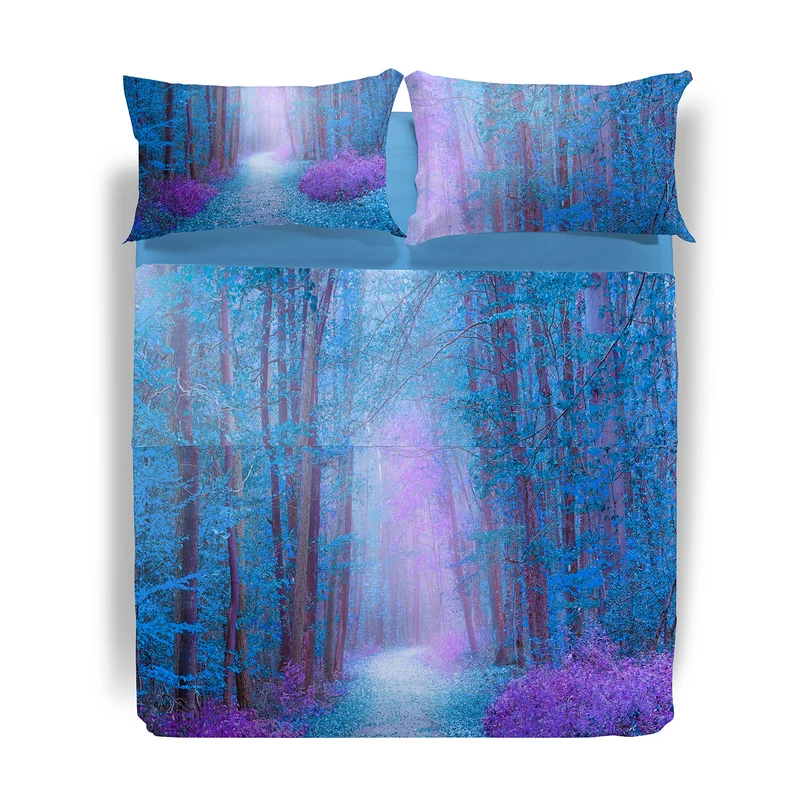 Completo Lenzuola Copriletto blue dreams Fotografico in Cotone