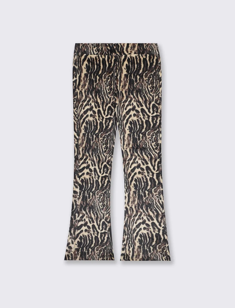 Leggings in ciniglia maculati e a zampa - Tigrato