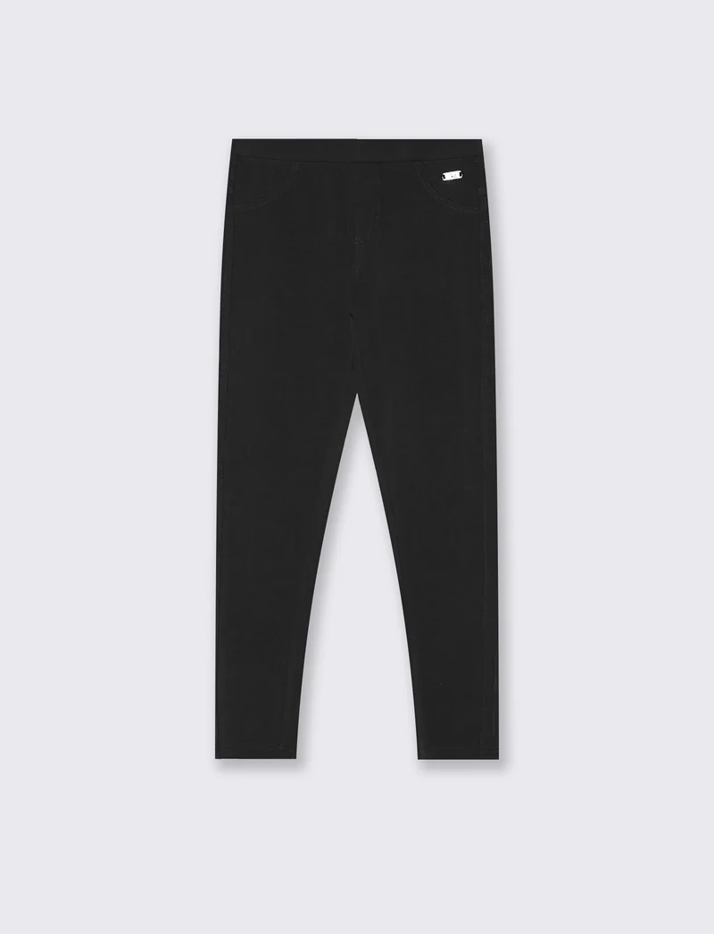 Leggings in felpa elastica con tasche - Nero